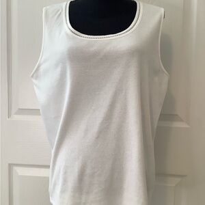 White Stag White Scoop Neck Tank with Decorative Trim